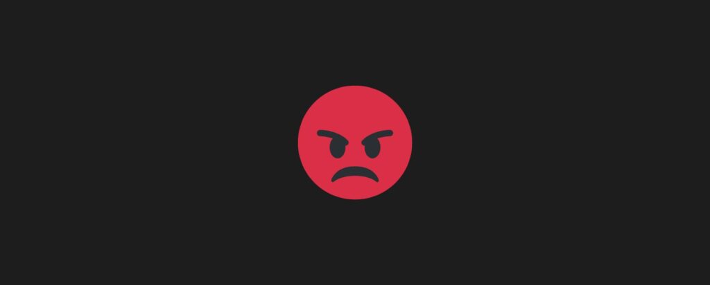 An anger emoji showing anger after a breakup